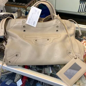 Balenciaga Blackout Beige Leather City Bag