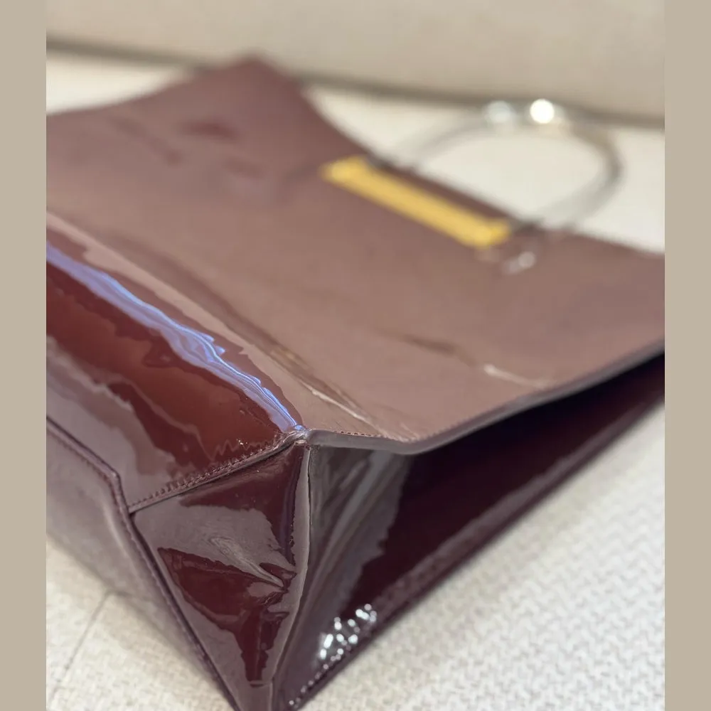 Balenciaga Burgundy Patent Leather Cable Tote