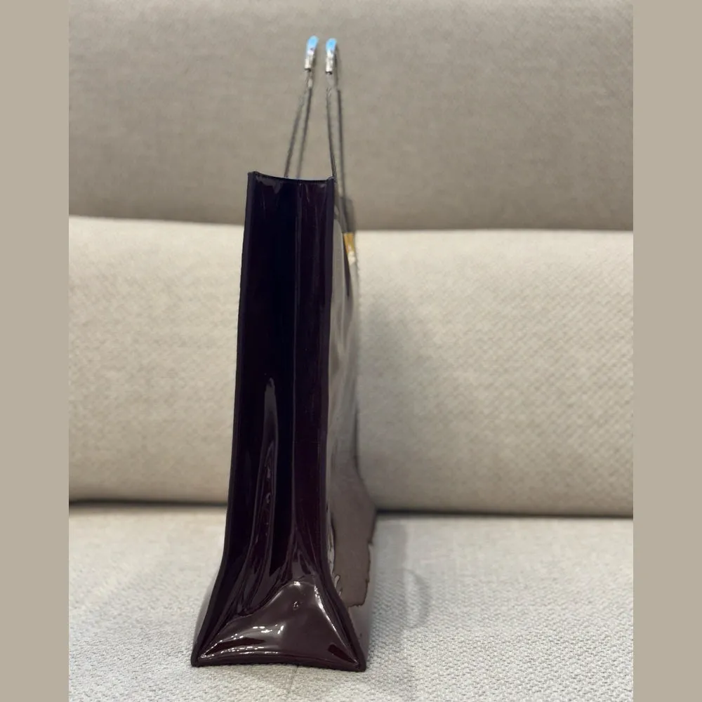 Balenciaga Burgundy Patent Leather Cable Tote