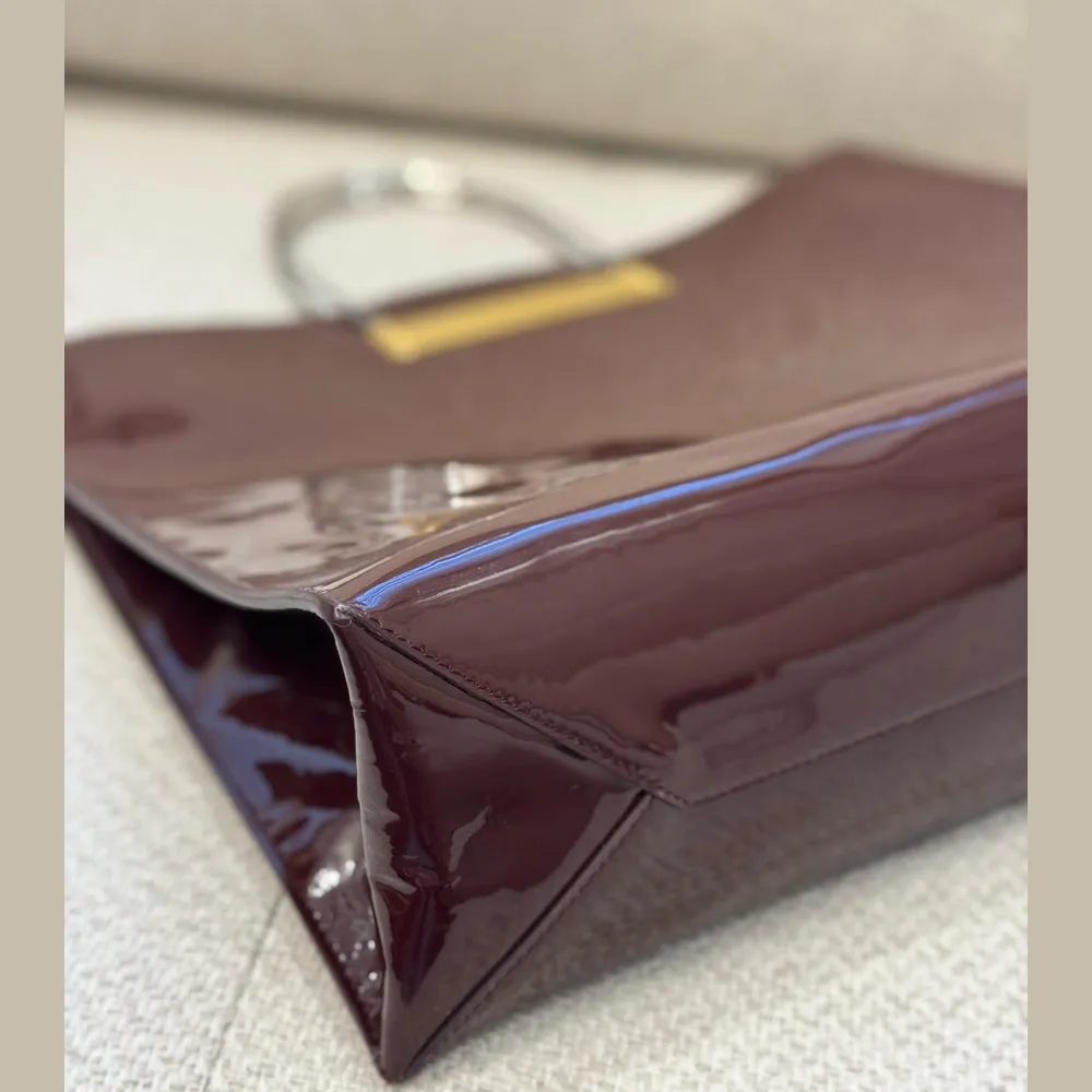 Balenciaga Burgundy Patent Leather Cable Tote