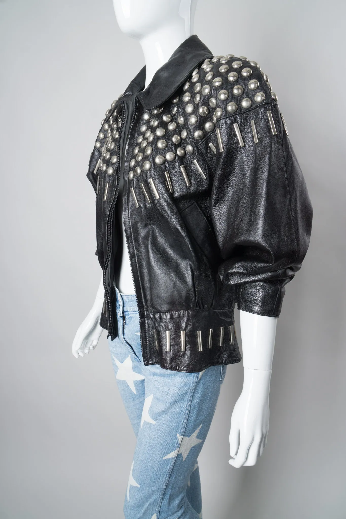 Ball & Bar Stud Leather Jacket