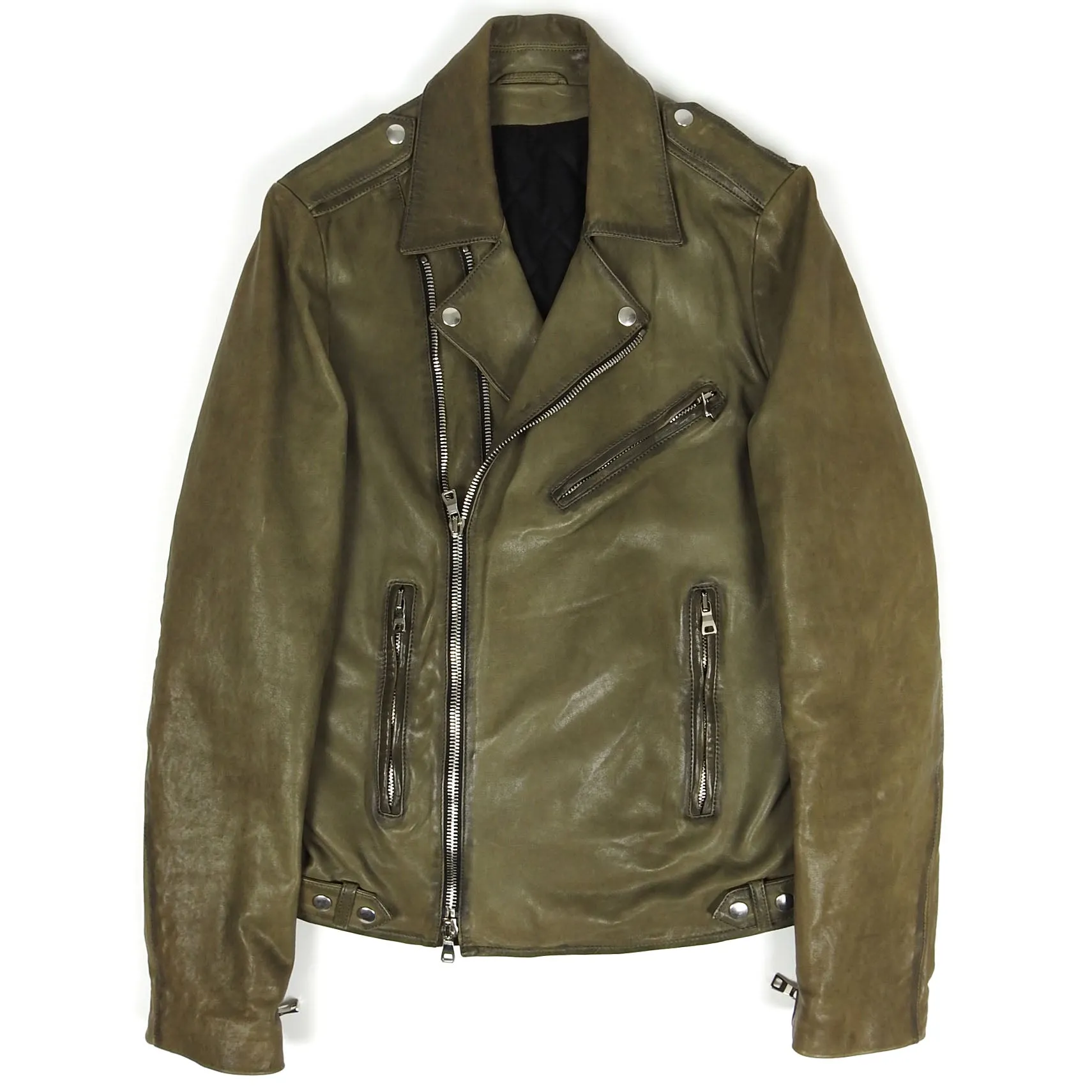 Balmain Leather Biker Jacket Size 52