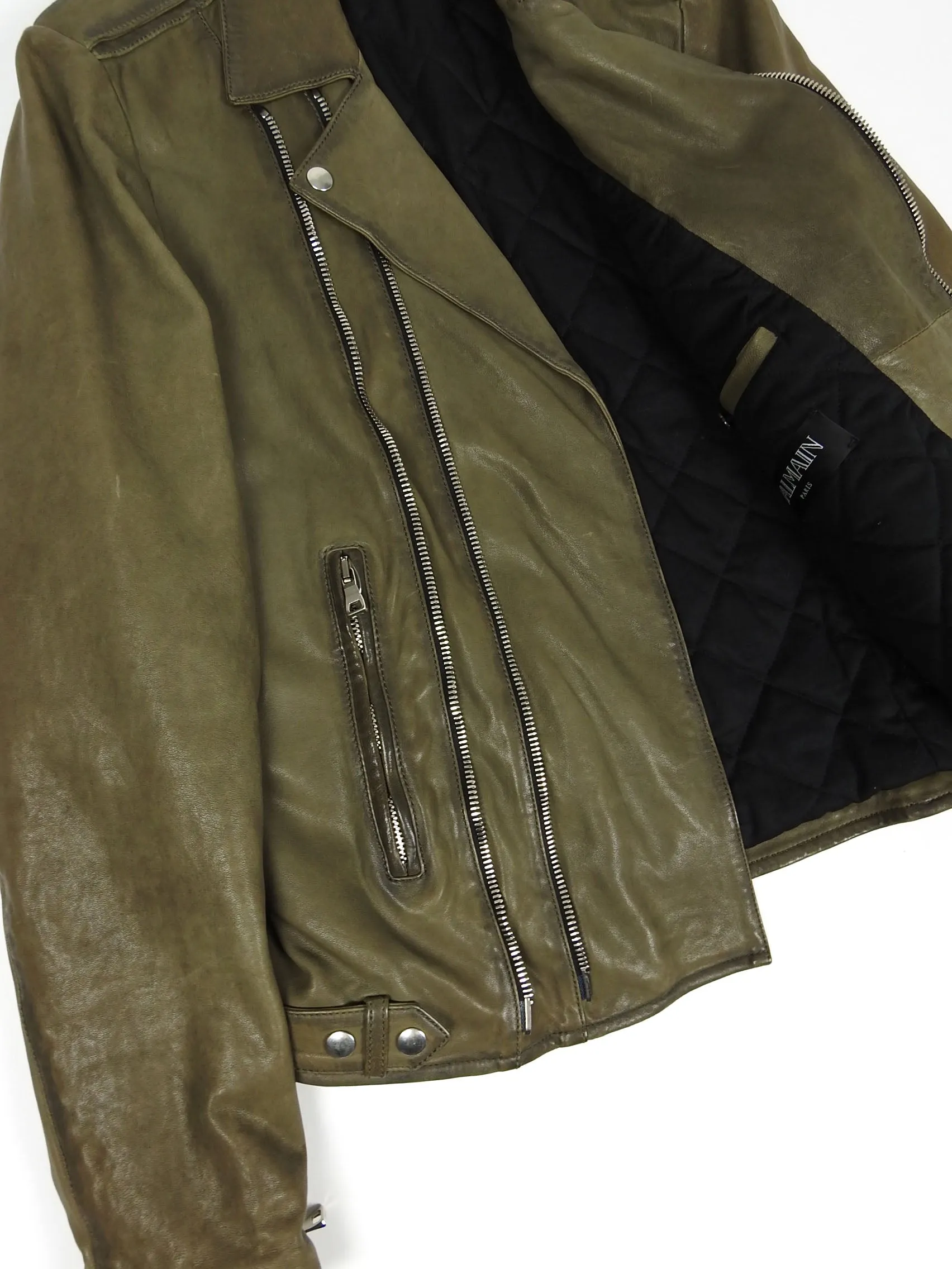 Balmain Leather Biker Jacket Size 52