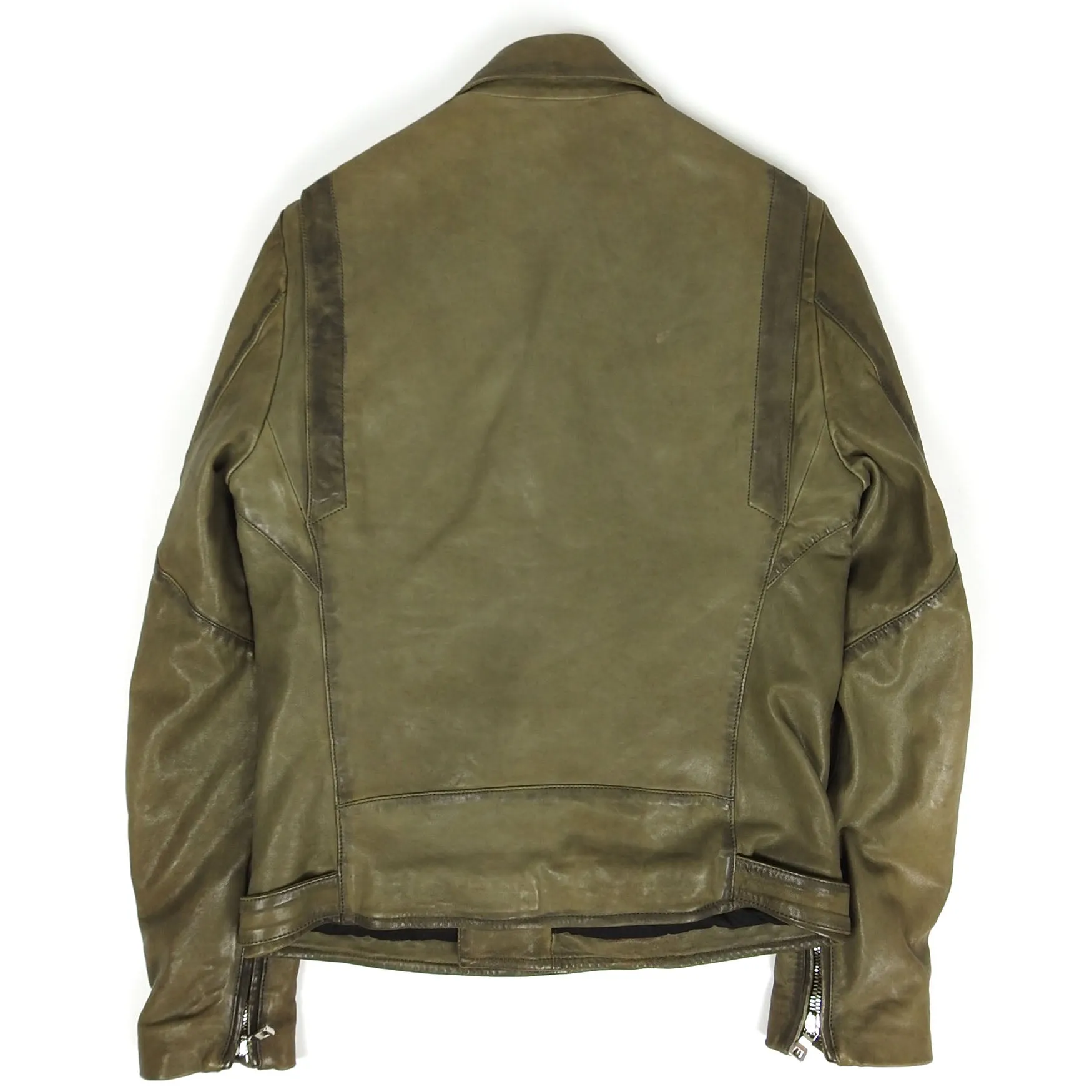Balmain Leather Biker Jacket Size 52