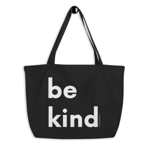 BE KIND Large organic BLACK tote bag