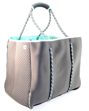 Beach Bag Tote - Grey-Turquoise