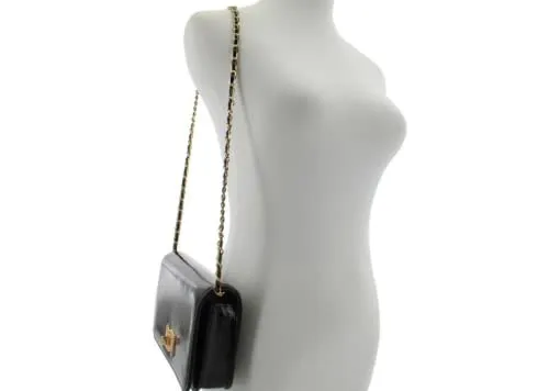 bebe Sophia Patent Shoulder Bag Black