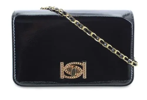 bebe Sophia Patent Shoulder Bag Black