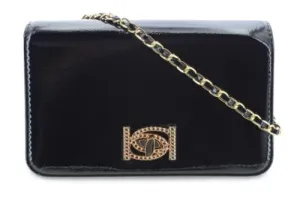 bebe Sophia Patent Shoulder Bag Black