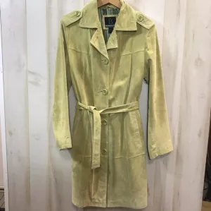 Bernardo Light Green Suede Leather Coat L Belted