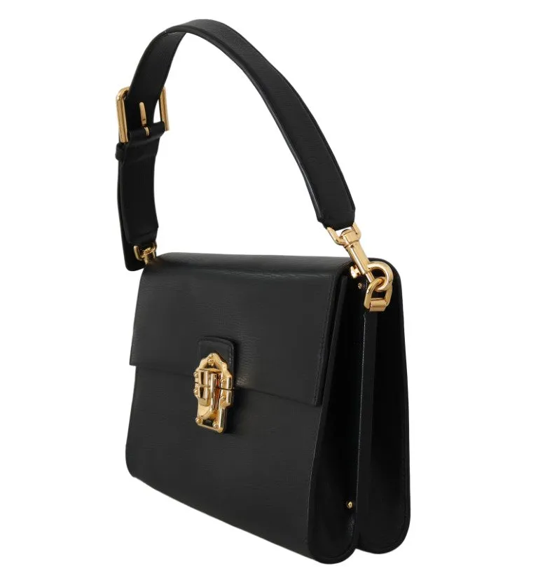 Black Leather LUCIA Shoulder Borse Sicily Purse