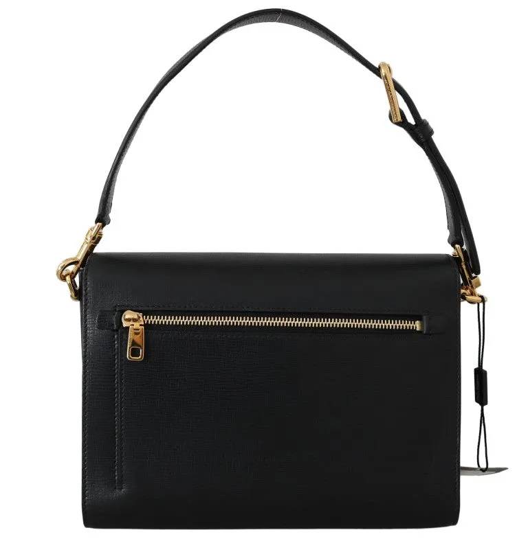 Black Leather LUCIA Shoulder Borse Sicily Purse