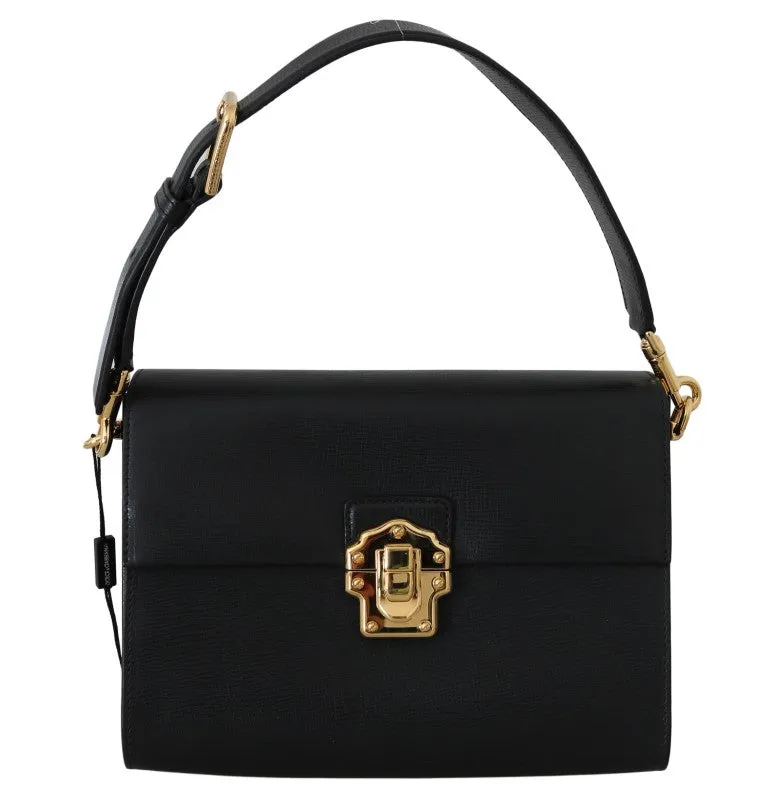 Black Leather LUCIA Shoulder Borse Sicily Purse
