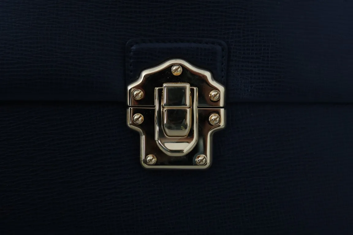 Black Leather LUCIA Shoulder Borse Sicily Purse