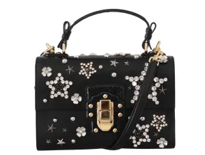 Black Leather Star Crystal Shoulder LUCIA Purse