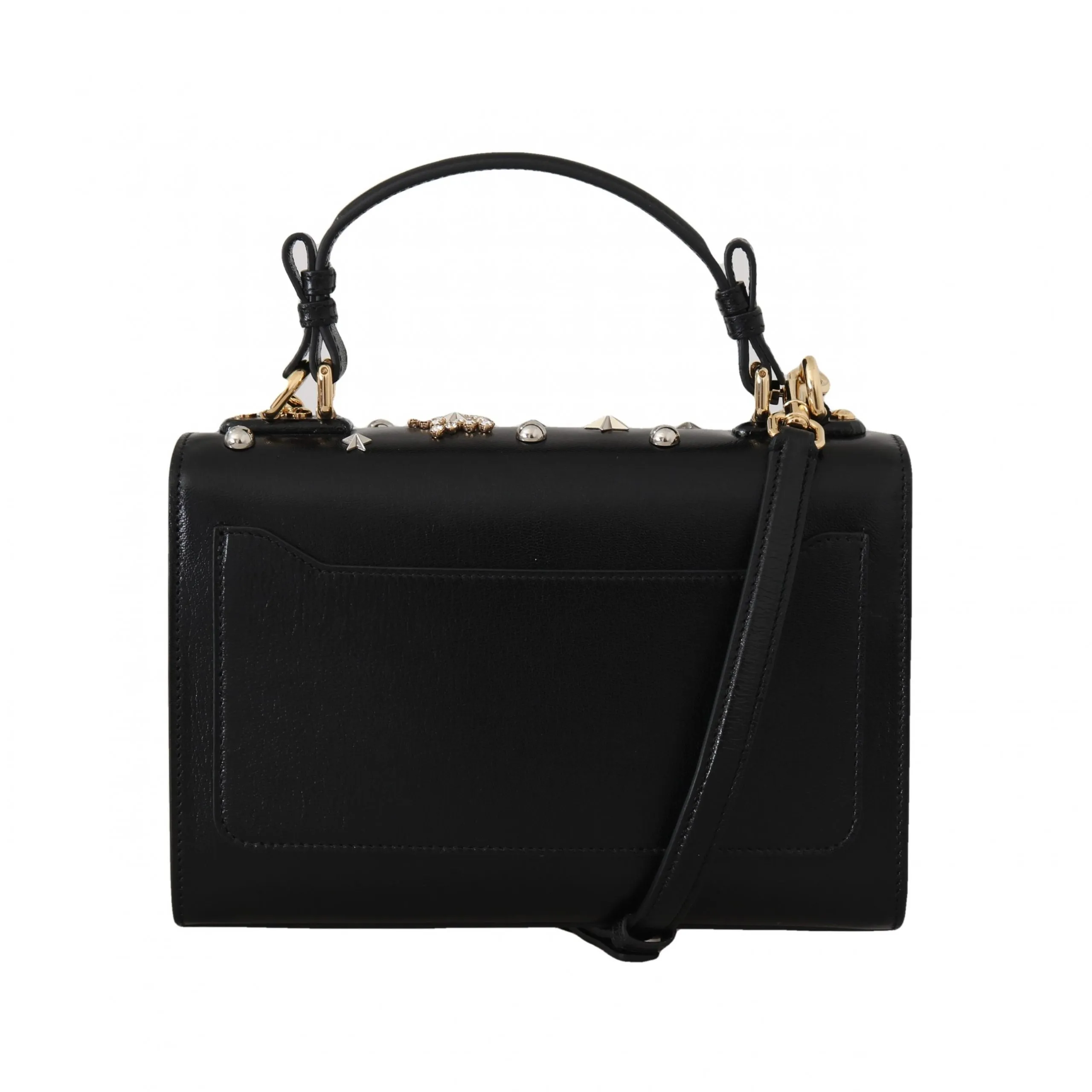 Black Leather Star Crystal Shoulder LUCIA Purse