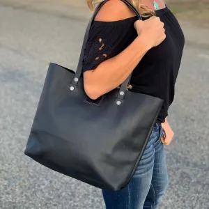 Black Leather Tote-Purse-Large