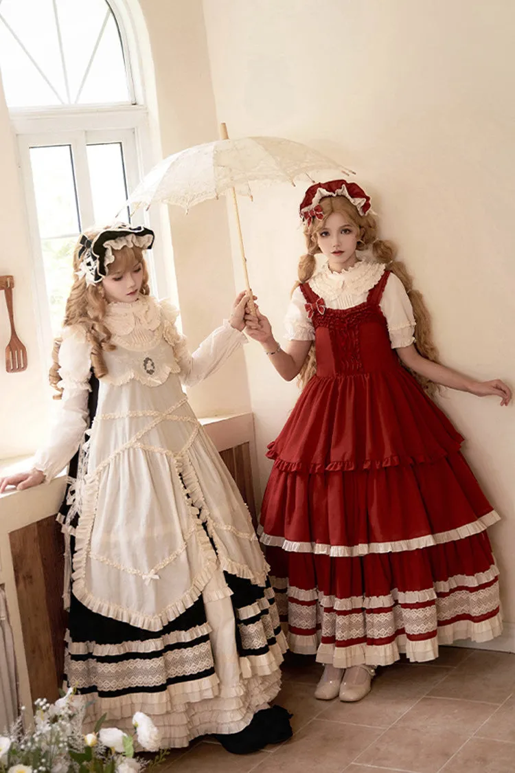 Black [Lily] Multi-Layered Ruffle Lace Classic Elegant Lolita Jsk Dress