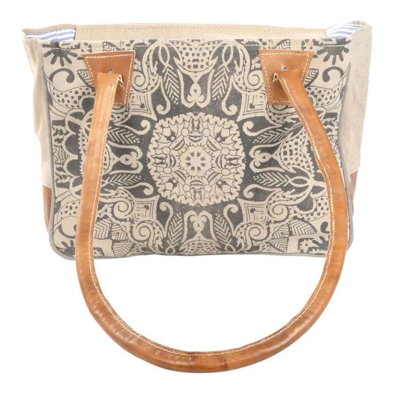 Black Print Shoulder Tote