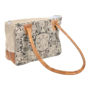 Black Print Shoulder Tote