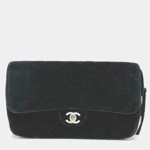 Black Velvet Matelasse Flap CC Chain Backpack