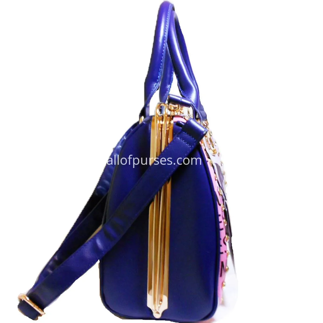 Bling Magazine cover Print sliding zip golden frame red shoulder Bag rhinestones