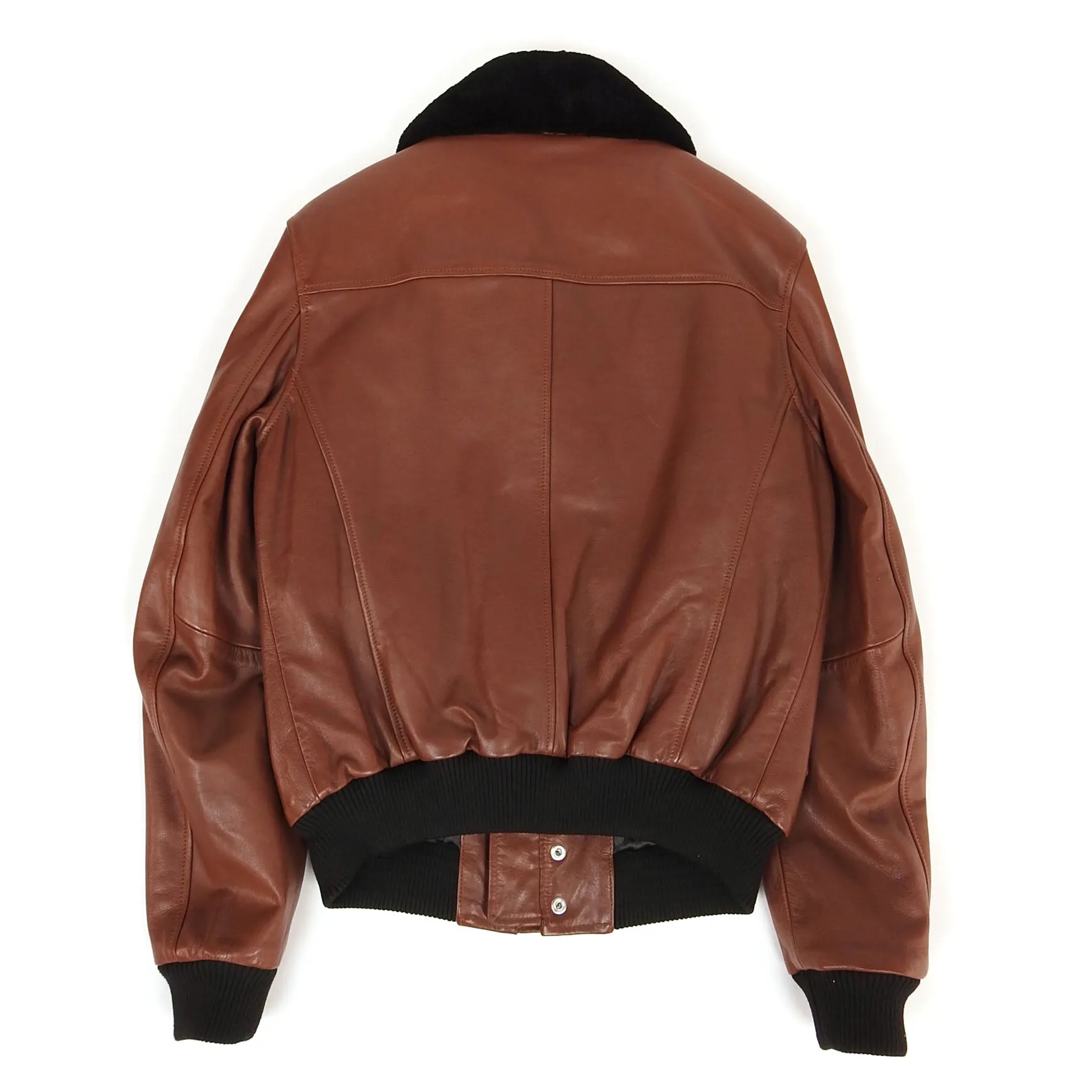 Blk Dnm Leather Aviator Jacket Size Medium