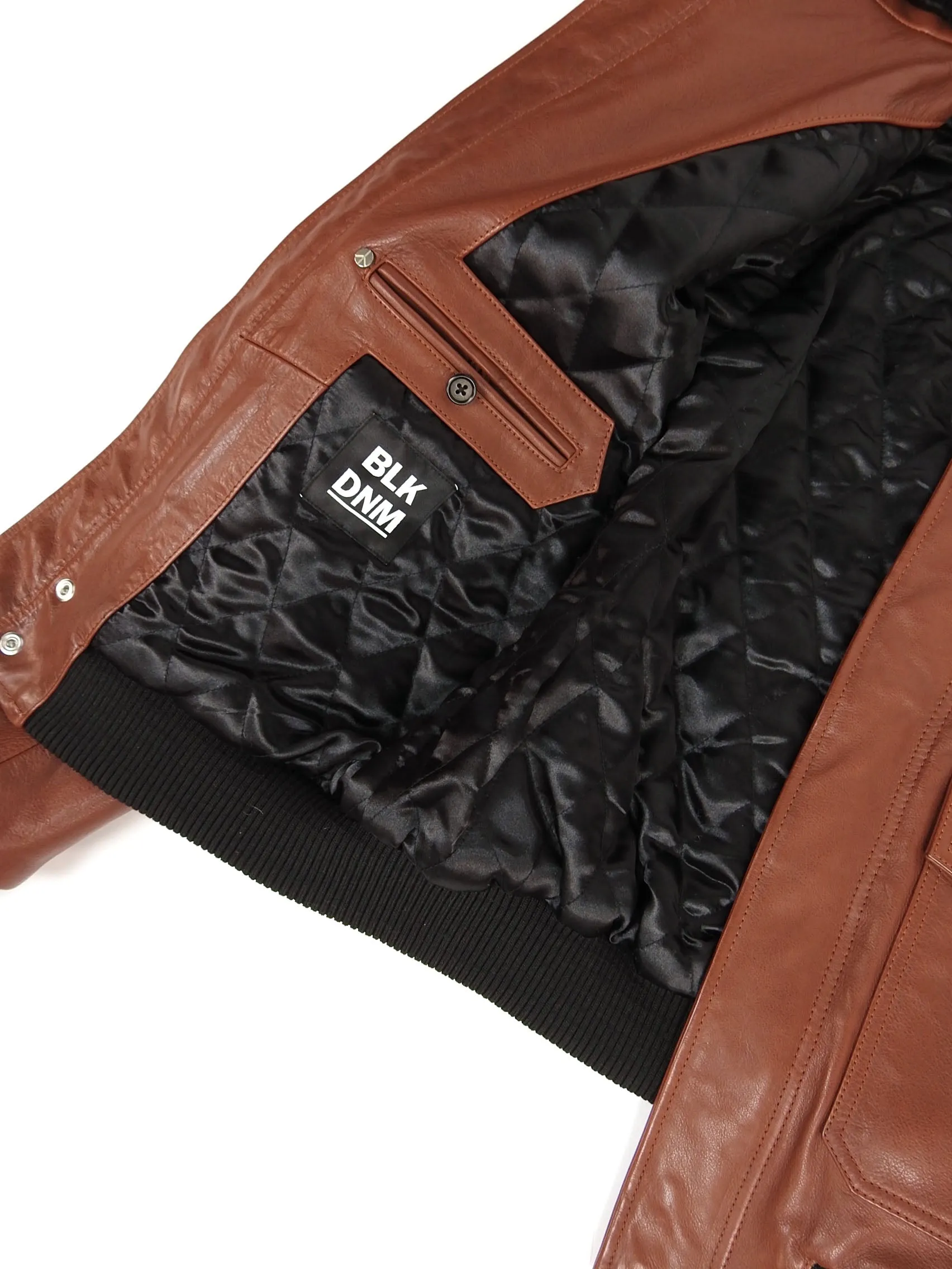 Blk Dnm Leather Aviator Jacket Size Medium