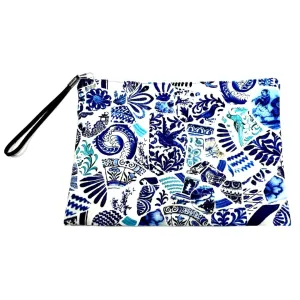 Blue Mosaic Velvet Clutch Bag