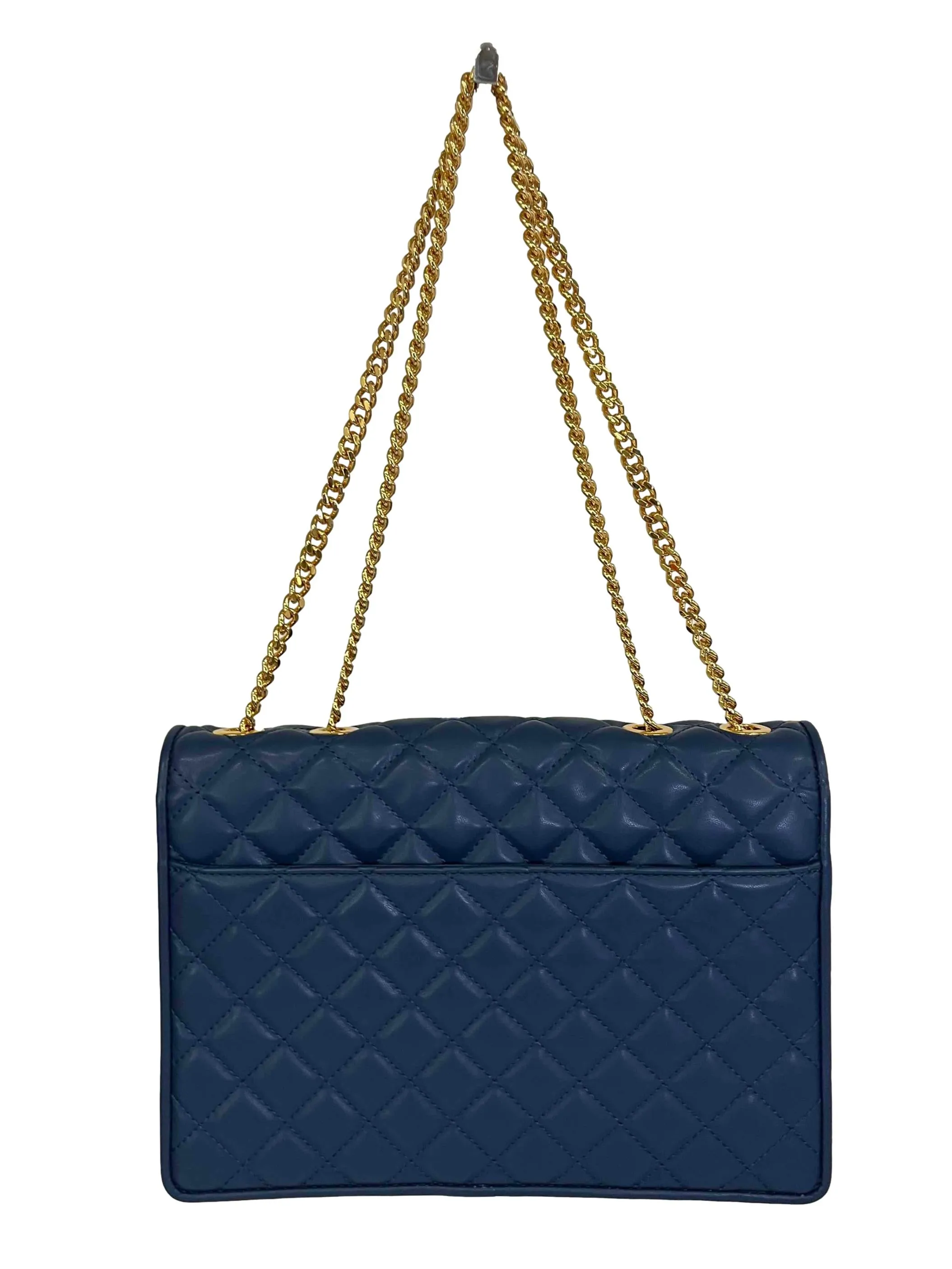 Blue Quilted Chain Handbag