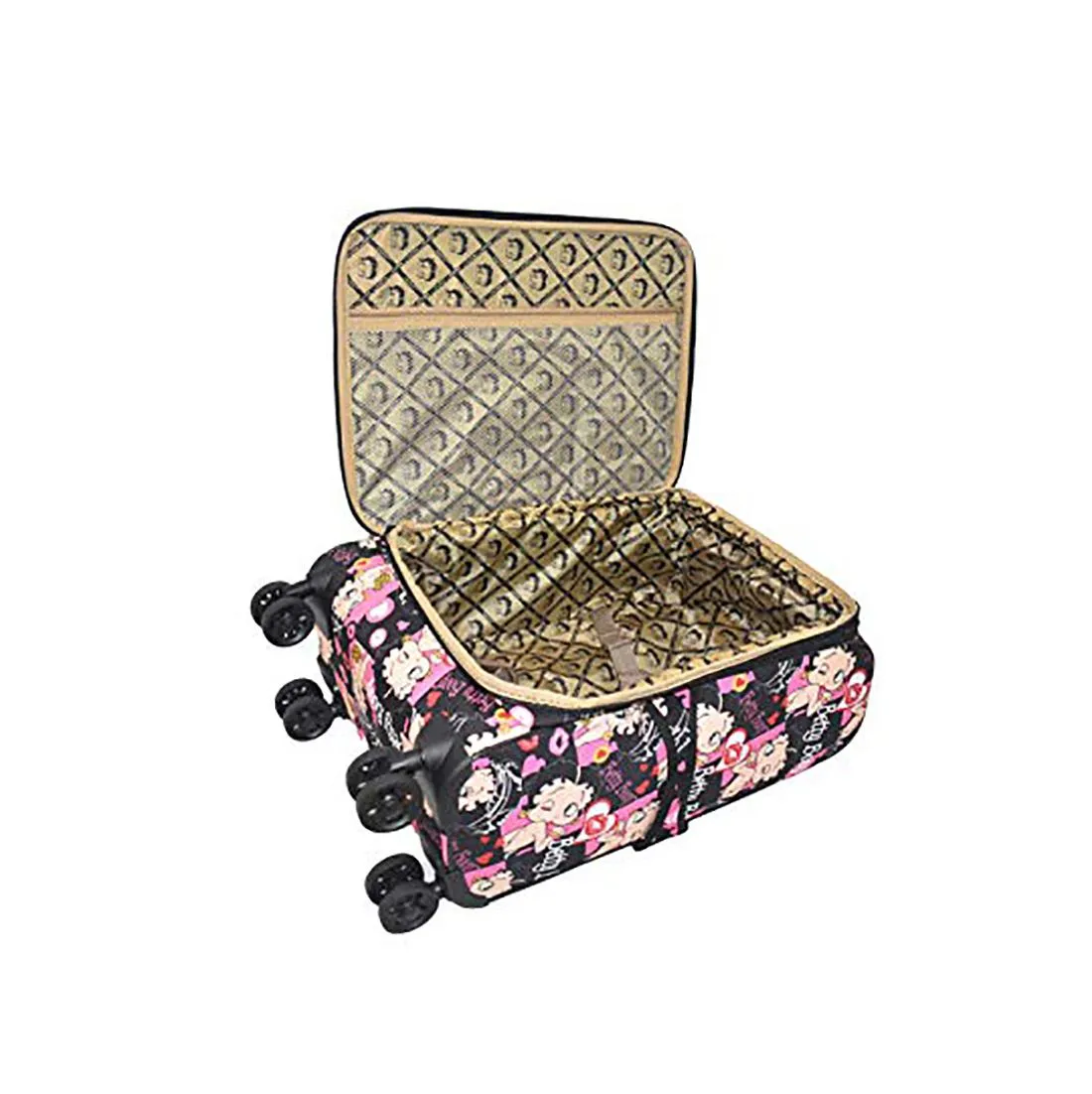 Boop 3pcs Set canvas Luggage 4 pairs rolling Spinning Wheels pink red face