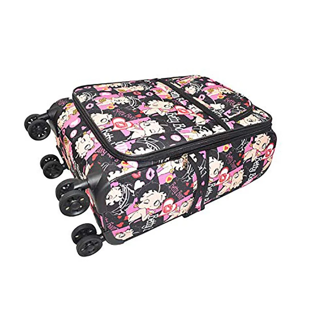 Boop 3pcs Set canvas Luggage 4 pairs rolling Spinning Wheels pink red face
