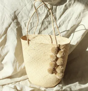 Borneo Serena Straw Tote Bag with Nude Beige