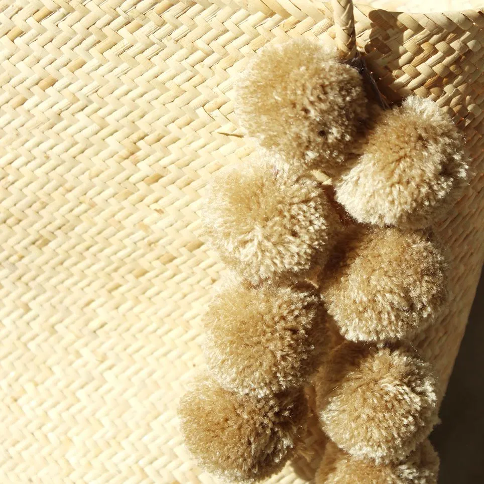 Borneo Serena Straw Tote Bag with Nude Beige