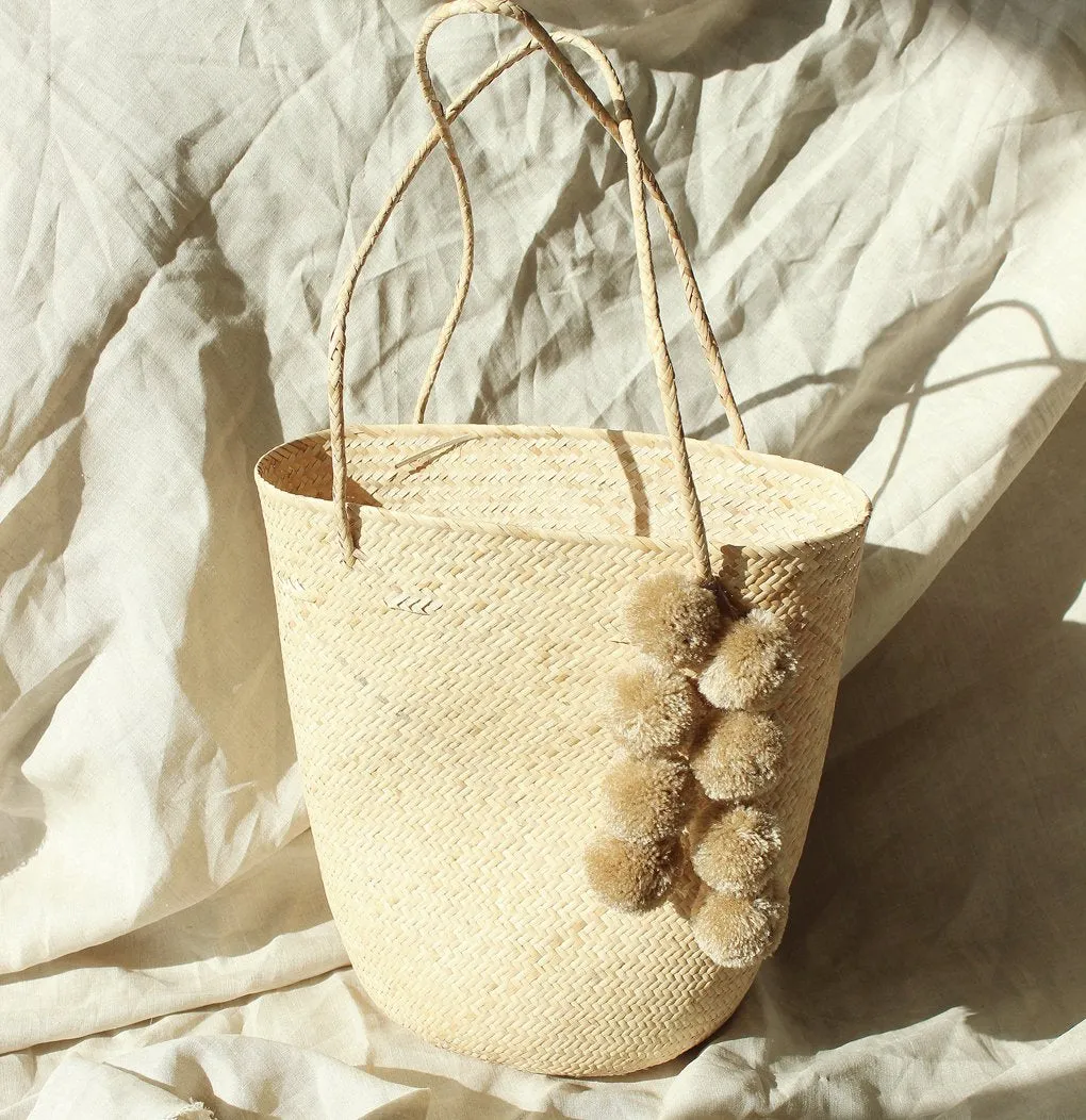 Borneo Serena Straw Tote Bag with Nude Beige