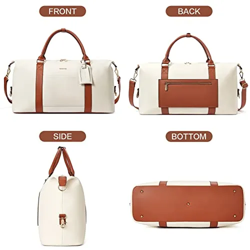 BOSTANTEN Weekender-Overnight Leather Duffel Bag for Women