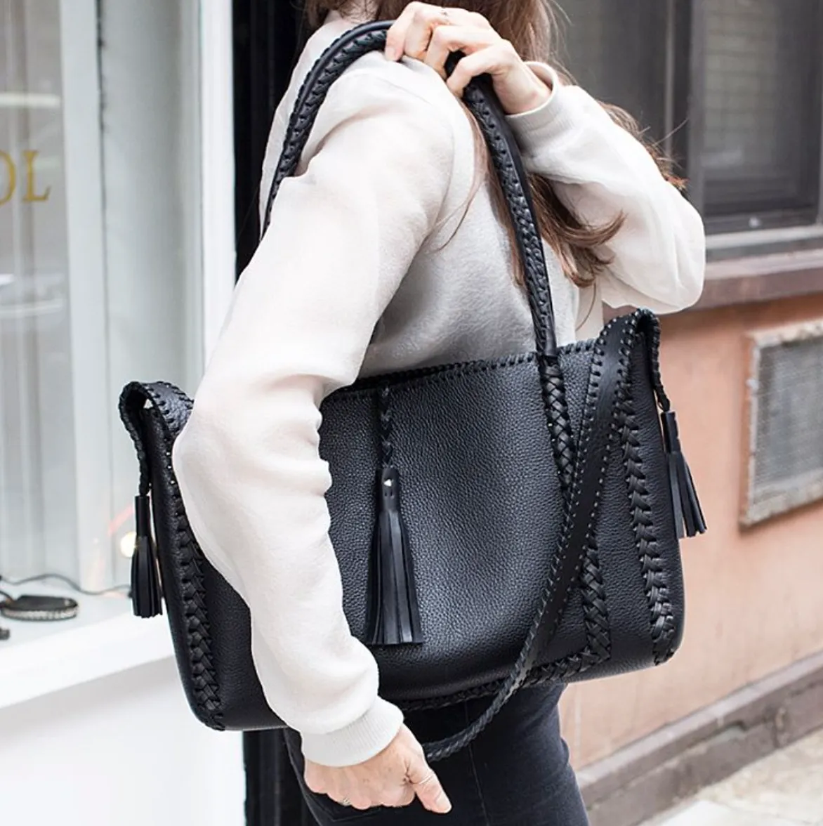 Braided Cross Tote Bag