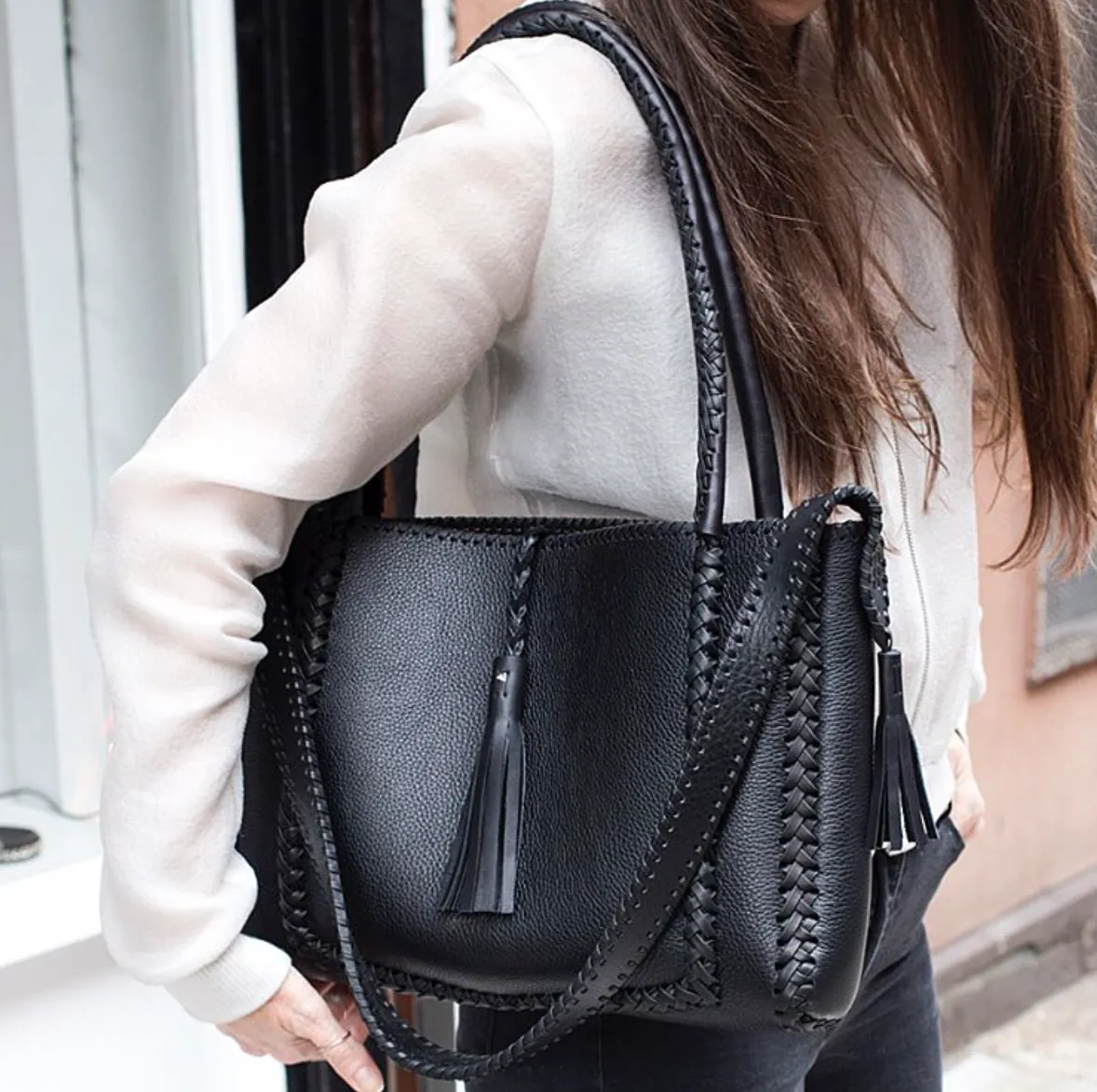 Braided Cross Tote Bag