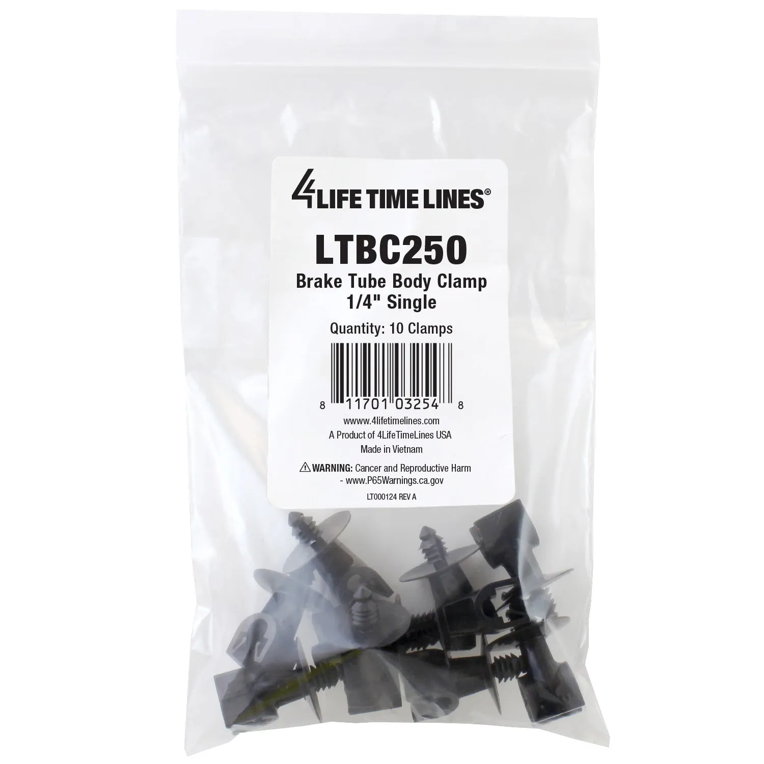 Brake Line Tubing Clamp | 1/4" | Single Slot | Bag of 10