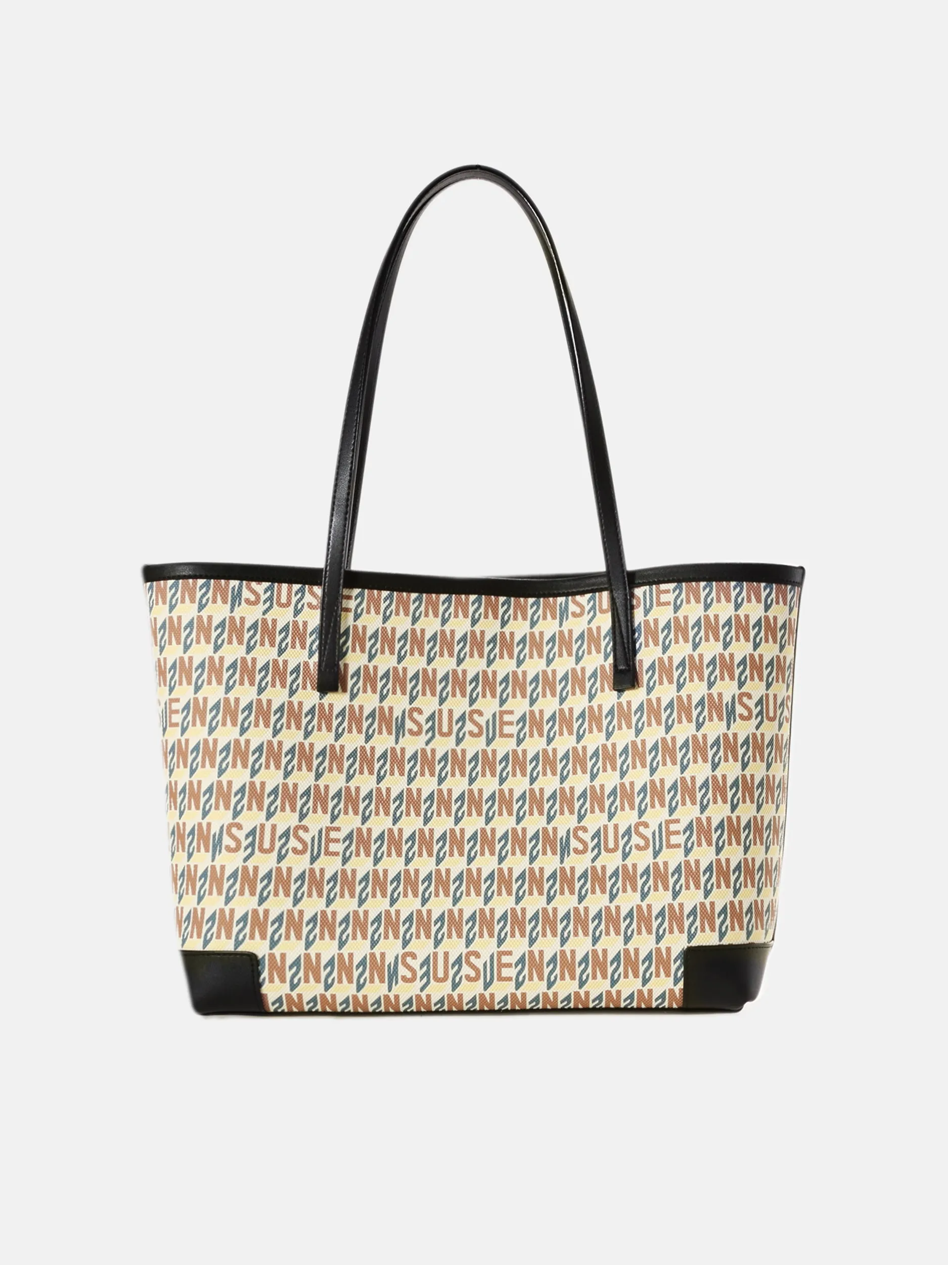 Brand Large Monogram Printed Tote Bag - Apricot