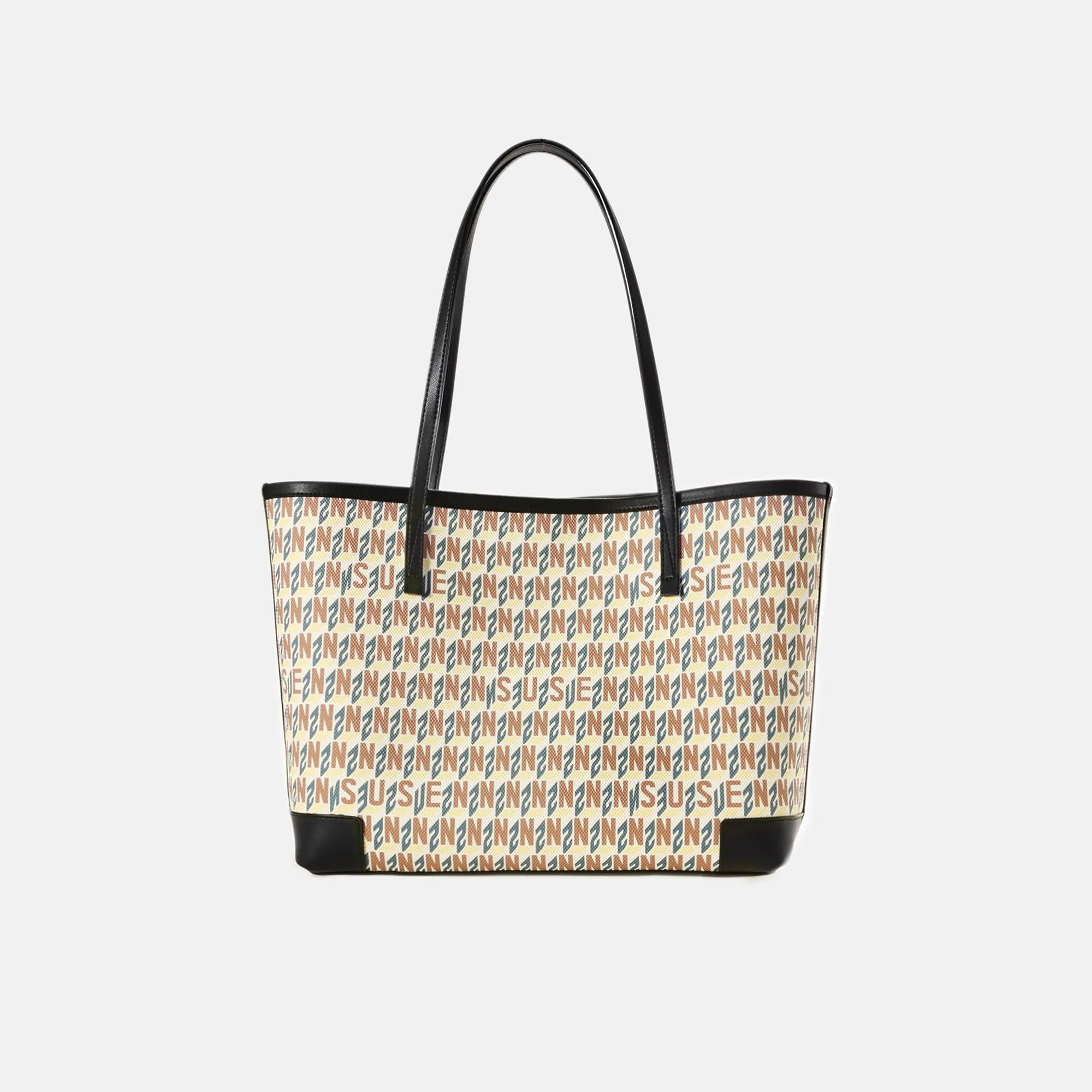 Brand Large Monogram Printed Tote Bag - Apricot