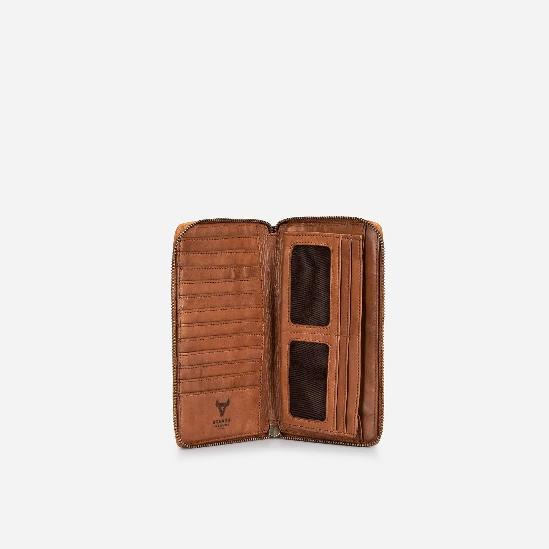 Brando Large Zip Around Purse Tan