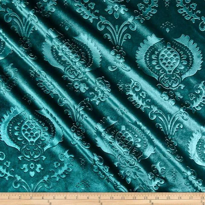 Brocade Damask Velvet Fabric, 58 Inch in Width, Ideal Embossed Material for Home Décor