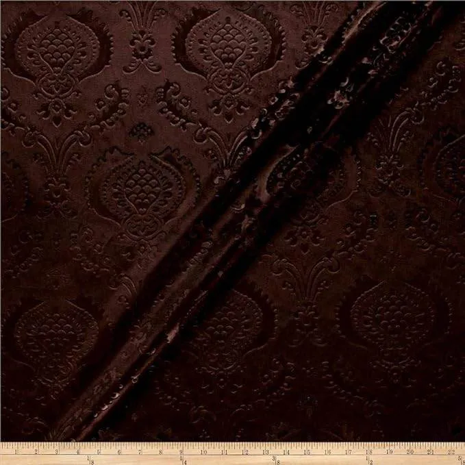 Brocade Damask Velvet Fabric, 58 Inch in Width, Ideal Embossed Material for Home Décor