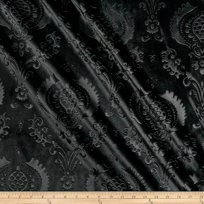 Brocade Damask Velvet Fabric, 58 Inch in Width, Ideal Embossed Material for Home Décor