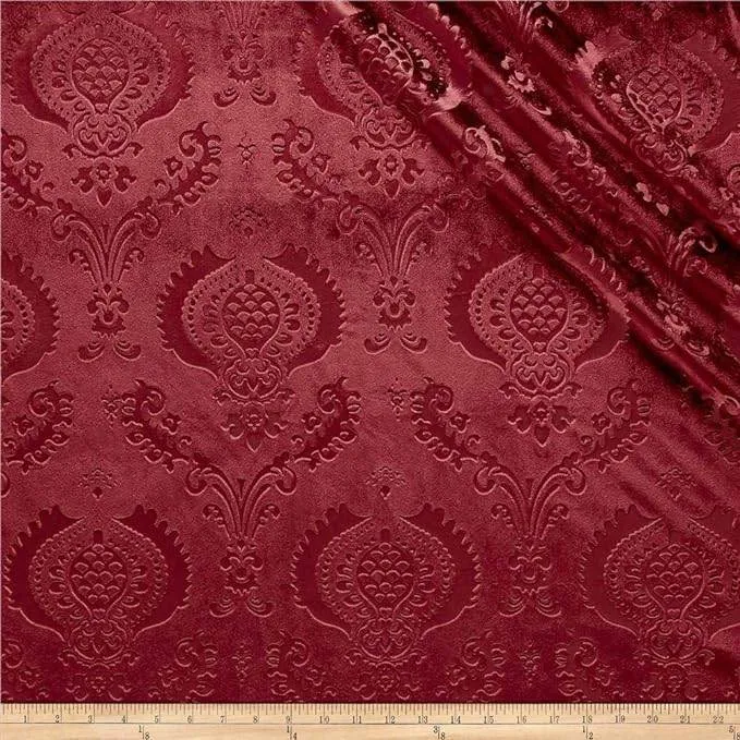 Brocade Damask Velvet Fabric, 58 Inch in Width, Ideal Embossed Material for Home Décor