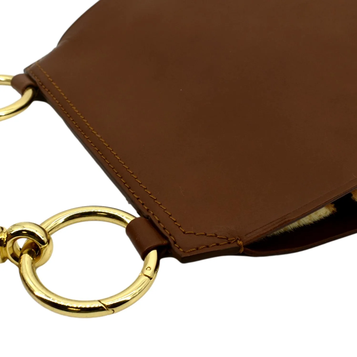 BURBERRY Bridle Pony Hair Leather Shoulder Bag Tan