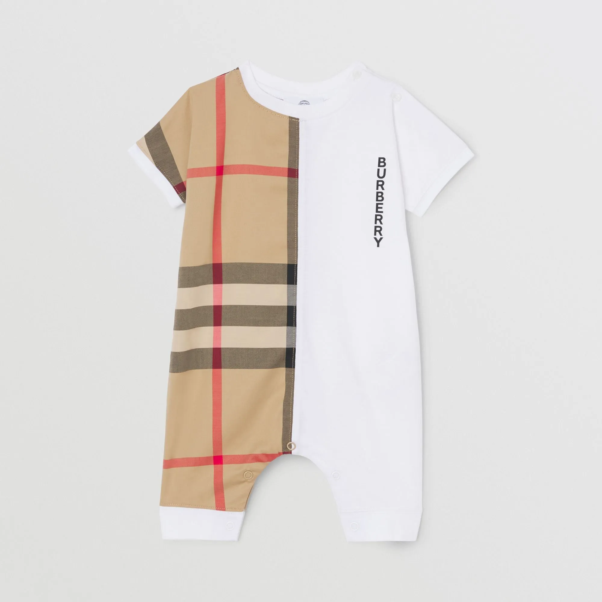 Burberry Check Panel Cotton Playsuit