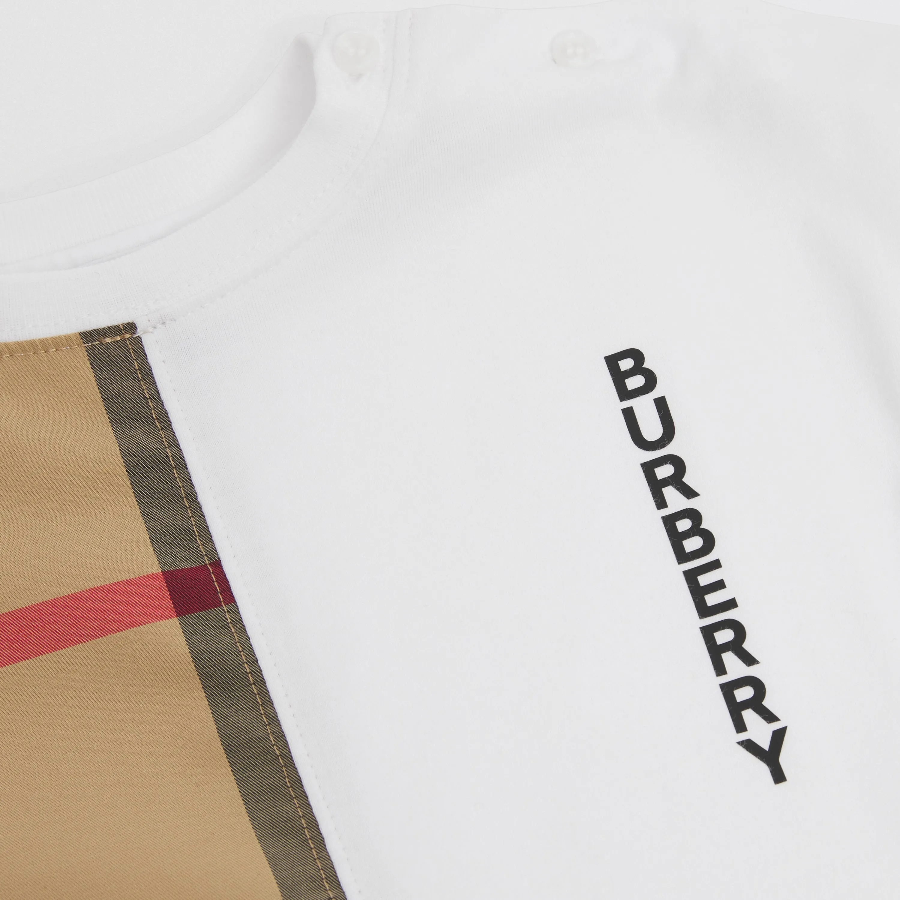 Burberry Check Panel Cotton Playsuit