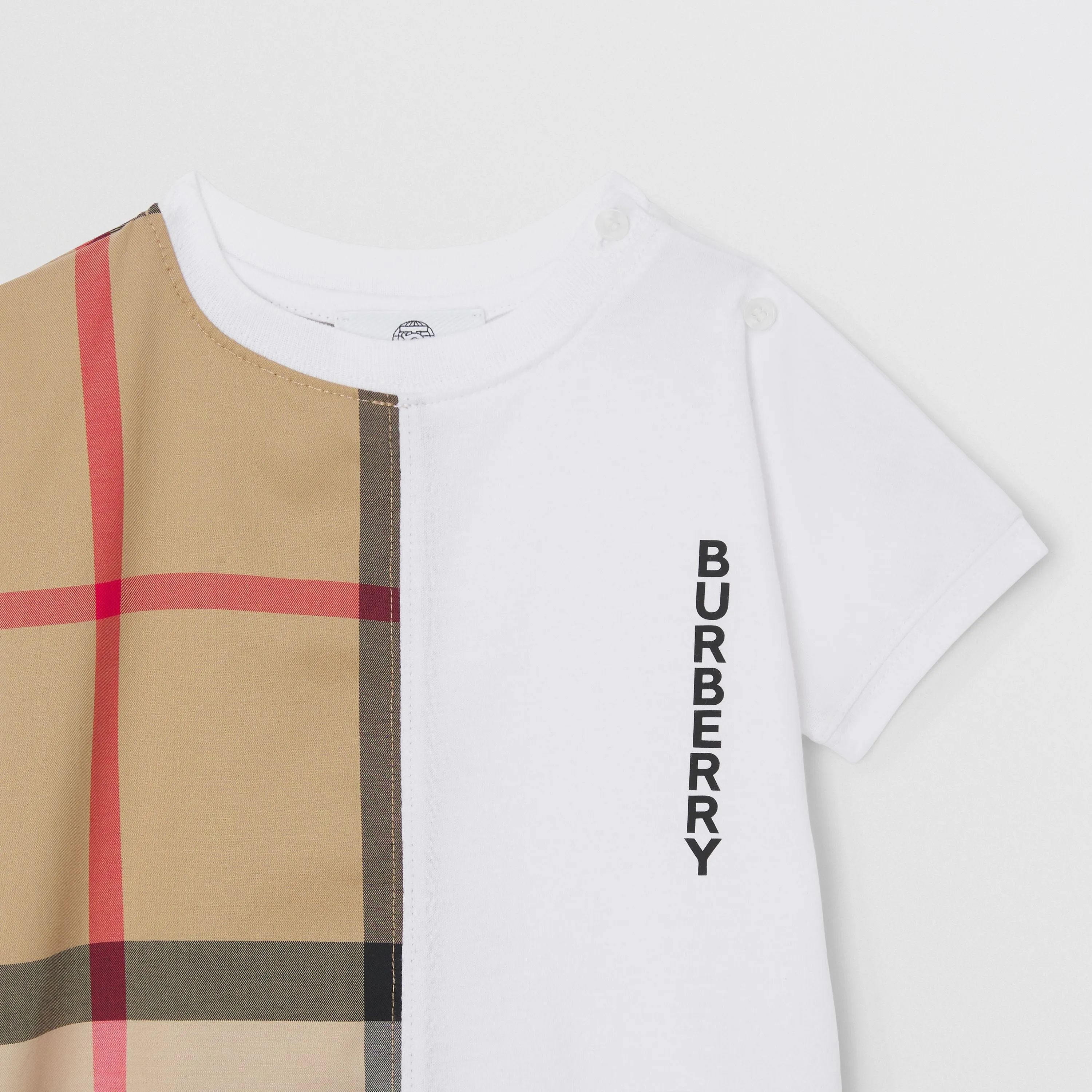 Burberry Check Panel Cotton Playsuit